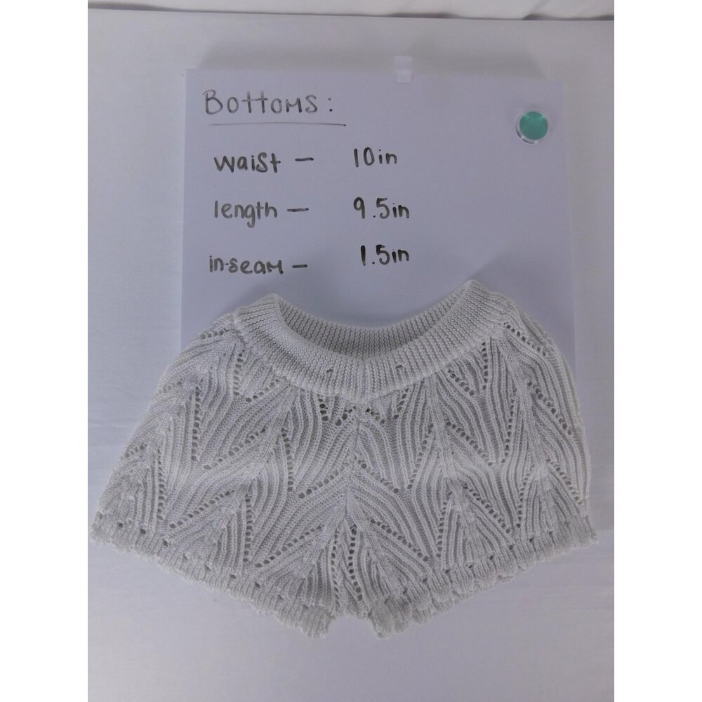 Crochet Knit Womens S White Shorts Ruffle Scalloped Hem Elastic Waist Pull On - Picture 3 of 4